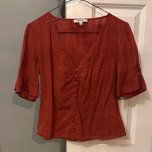 Madewell Rust Button-Front Blouse